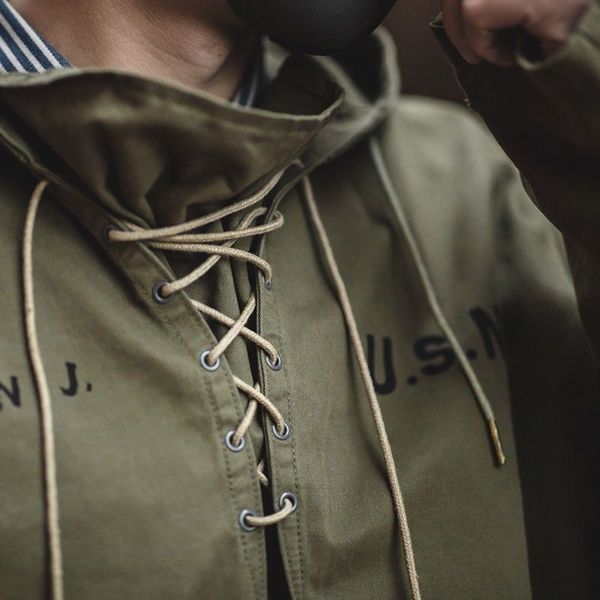 

men's jackets navy deck jacket loose fit drawstring military hooded sweater outdoor retro clothing women male bad weather coat 221129, Black;brown