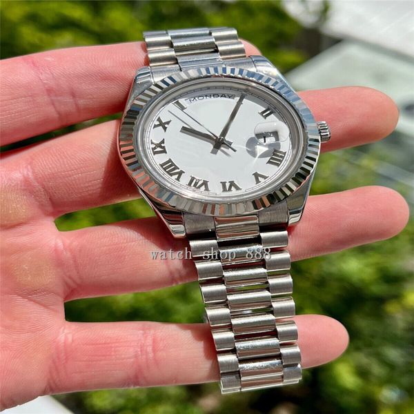 

luxury wristwatch day date 'president' 41mm 218239 white roman numeral men's automatic watch, Slivery;brown