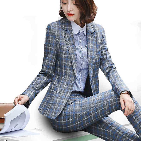 

peonfly classic plaid single button women jacket blazer casual notched collar slim female suits jacket fashion blazer femme j220813, White;black