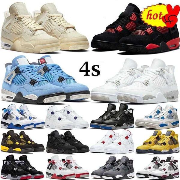 

basketball shoes sport sneakers black cat university blue white grey mens pure royalty 2022 jumpman 4 retro bred 4s unc the cactus eur 36-47