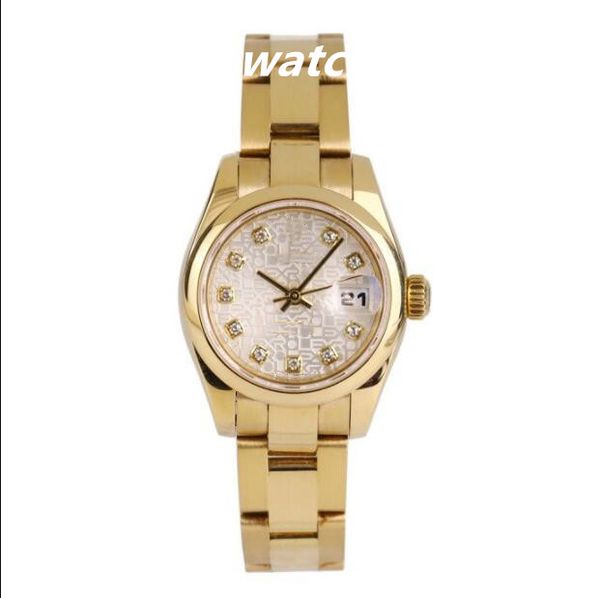 

lady's watch factory sales automatic movement 26mm ladies full 18kt gold diamond dial 179168 with box/papers sapphire diving women watc, Slivery;brown