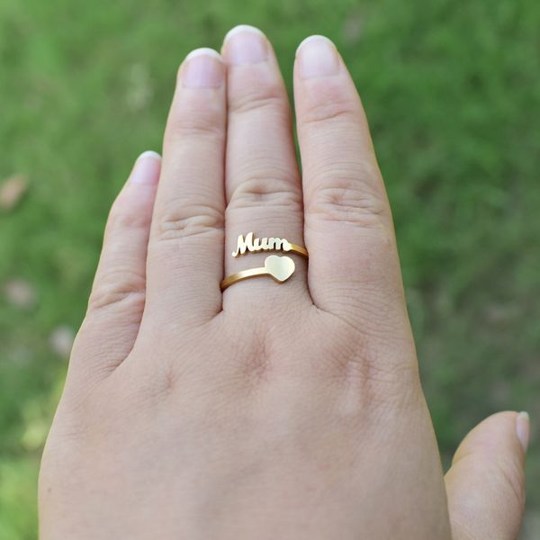 

europe and the united states stainless steel letter mum ring gift for mum., Silver