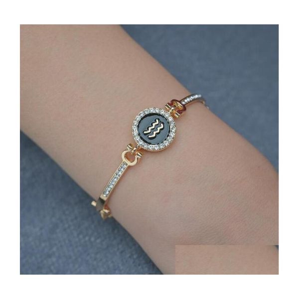 

charm bracelets 12 zodiac signs fashion diamond constellation bracelet women simple elegant gold plated jewelry cuff drop delivery br dhobn, Golden;silver