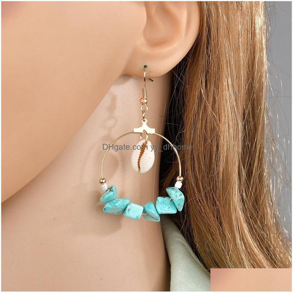 

dangle chandelier fashion european american natural shell starfish earrings asymmetrical round circle dangle for wome dhtaw, Silver