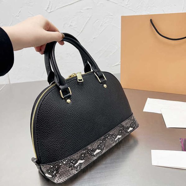 

lady shell bags fashion serpentine handbags large capacity designer zipper shoulder genuine leather all-match casual women crossbody handbag