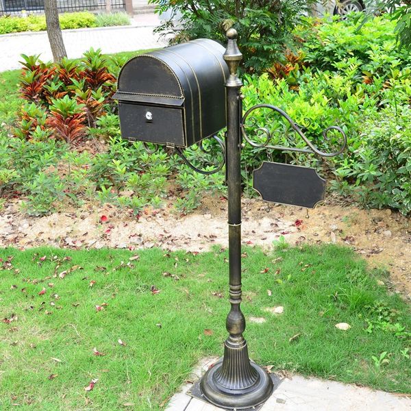 

garden decorations outdoor metal stand mailbox for villa park spaper letter box full sets retro classic postbox 221129