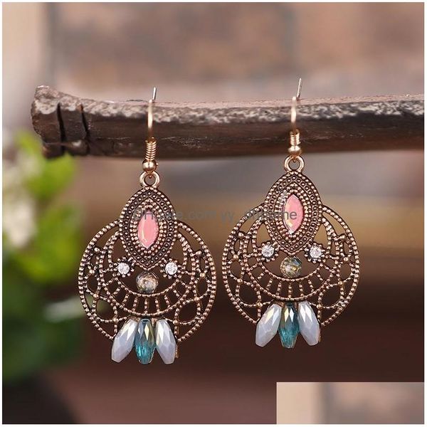 

dangle chandelier vintage round hollow gold metal earrings for women india jhumka crystal retro dangle thailand jewelry drop delive dhnpr, Silver