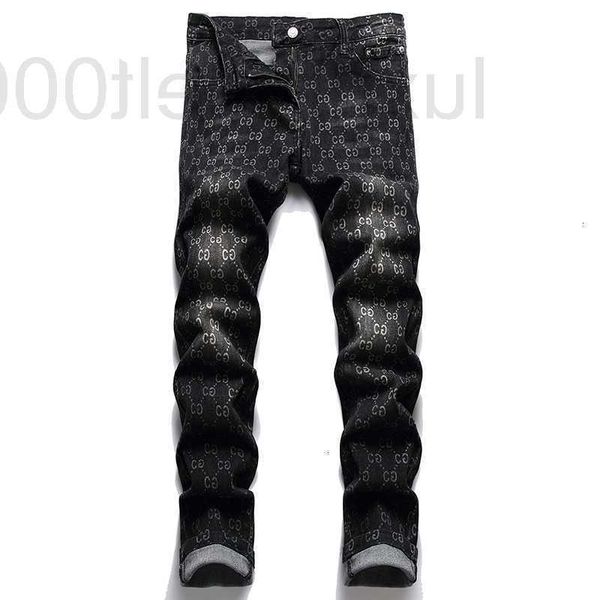

men's jeans designer black slim print pantalons pour hommes 2022 autumn micro-elastic trendy denim pants vaqueros de los hombres b2ag, Blue