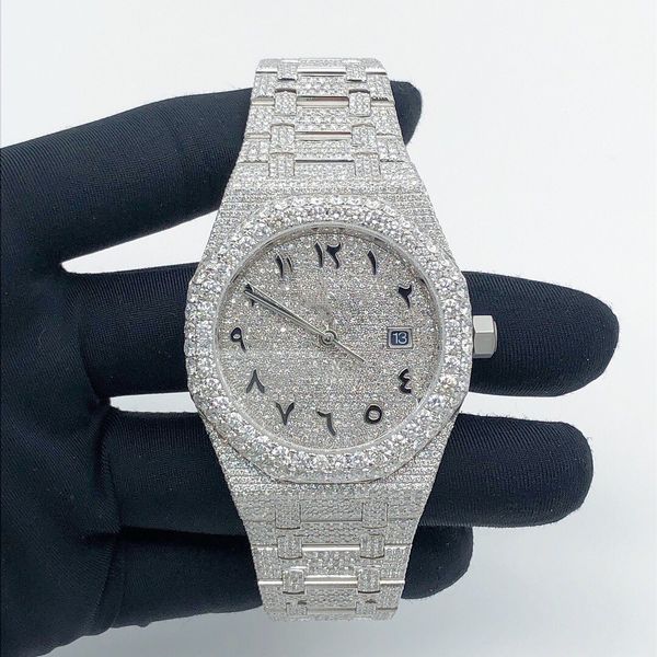 

luxury watch mens watch digner watch movement watch men moissanite watch iced out watch diamond watch montre automatic mechanical watch 042, Silver