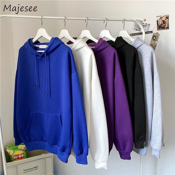 

men's hoodies sweatshirts men hooded clothing s 3xl baggy all match teens casual ulzzang streetwear pure color simply students handsome, Black