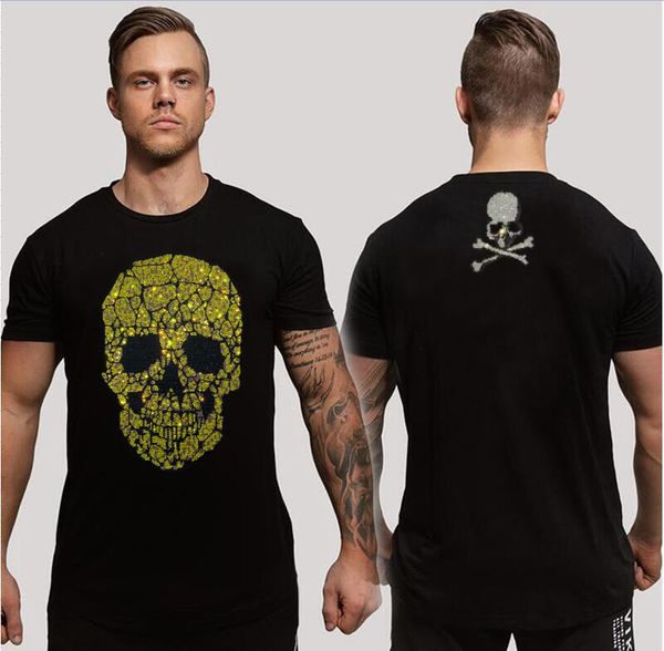 

men's handsome casual t shirt clothing designer rhinestone t-shirt, White;black