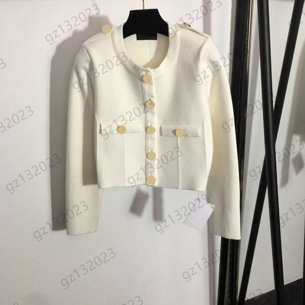 

cardigan womens sweater custom lion head buttons epaulette design round neck knit sweaters shoulder pads slim long sleeves short knitwear wo, White;black