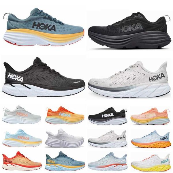 

mens hoka one clifton 8 running shoes bondi 8 mountain spring triple white song blue real teal pink together sneakers sports women walking