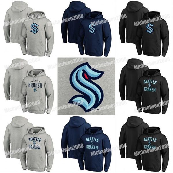 

seattle kraken hoodie hooded pullover men youth hockey jerseys 100% embroidery double stitched jerseys shirt good quality, Black;red