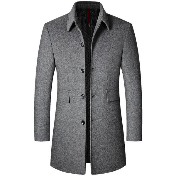 

men's wool blends fashion men wool blends mens casual business trench coat mens leisure overcoat male punk style blends dust coats jack, Black