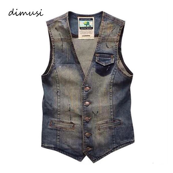 

men's vests plus size denim vest brand jeans cowboy vintage casual sleeveless holes personalized cardigan jacket overcoat 3xl 221129, Black;white
