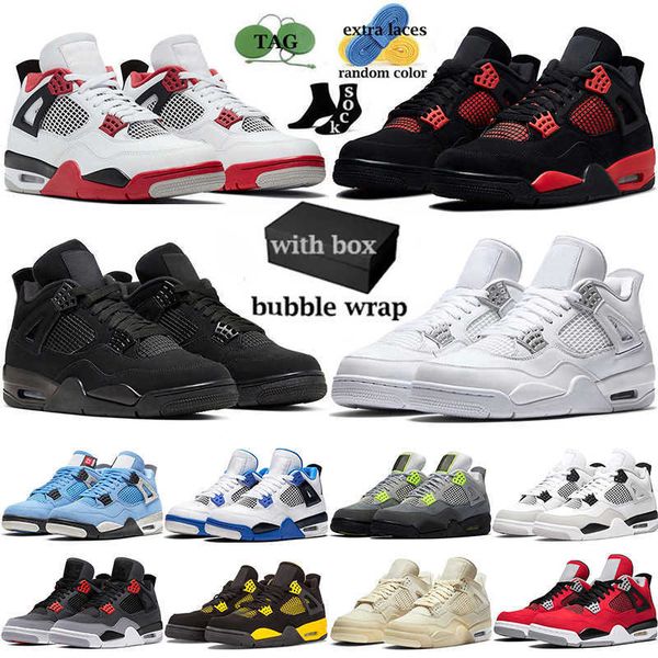

basketball shoes sneakers men trainers sport sneaker military black cat university blue white oreo bred thunder infrared with box 2022 4 4s