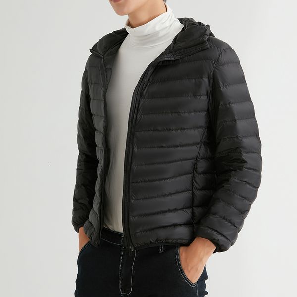 

men's down parkas man winter autumn jacket white duck jackets men hooded ultra light warm outwear coat outdoors 221129, Black