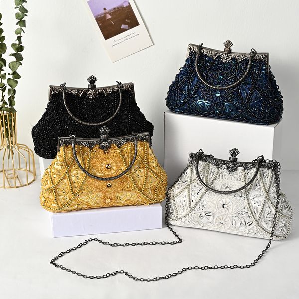 

evening bags handmade luxury ladies party vintage fashion beading bridal handbags with handle wedding clutches women purse 221128