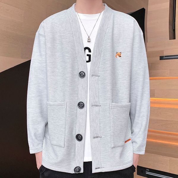 

men's sweaters mens sweater casual brand lazy embroidery v neck cardigan street harajuku fashion men slim fit coat 221128, White;black