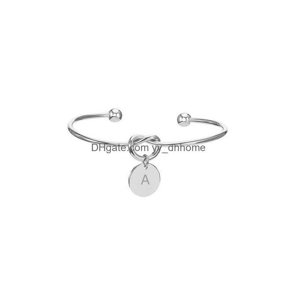 

charm bracelets 26 letter alloy knot heart name bangle girl round pendant chain link designer bracelets for women girlfriend gifts d dhc3t, Golden;silver