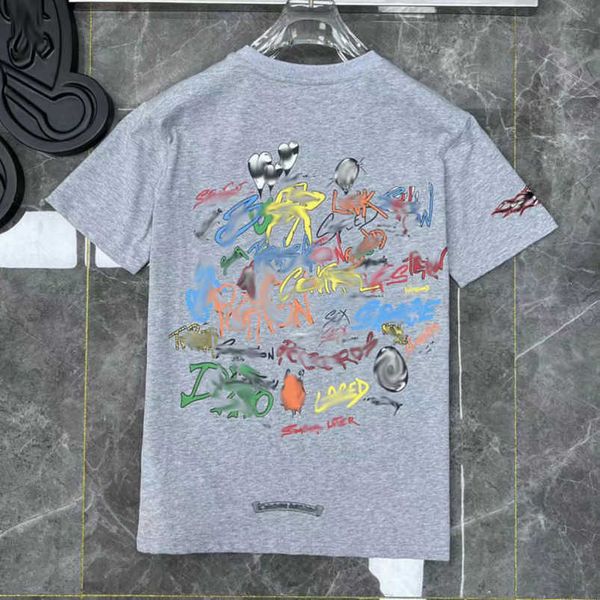 

fashion luxury men's t shirt ch brand tees men women sanskrit letter couple t-shirt sweatshirt horseshoe flower short sleeve polos cro, White;black