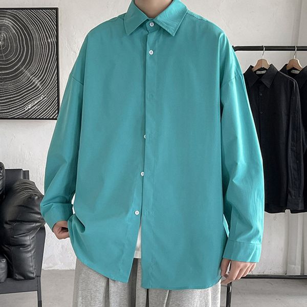 

men s casual shirts hybskr spring men large size solid color long sleeve blouses vintage clothing korean style male cardigan 221128, White;black