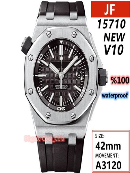 

diver black dial steel 42mm 15710st watch movement automatic mens watch, Slivery;brown