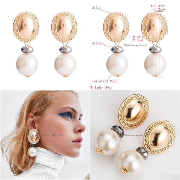 

dangle chandelier exaggerate dangle earrings vintage high imitation big pearl gold circle drop earring women bohemia jewelry delive dhasc, Silver