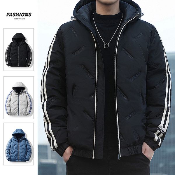 

mens down parkas brand men 2023 winter casual jacket thick warm windproof parkers jackets fashion streetwear hooded male coats 221129, Black