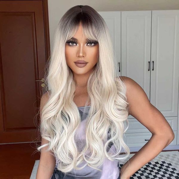 

headwear hair accessories most popular hair wigs long dark root white blonde synthetic wigs for cosplay party