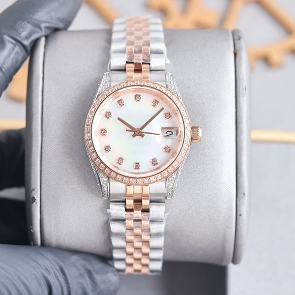 

31mm 28mm ceramic watch women automatic mechanical men and women diamond watches stainless steel folding buckle sport waterproof fashion wri, Slivery;brown