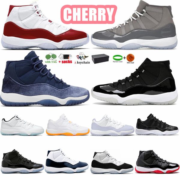 

11 11s basketball shoes high cherry cool grey low citrus 25th space jam gamma blue concord navy velvet bred man designers sneakers women xi, Black