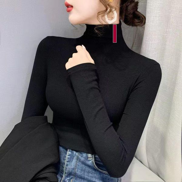 

womens knits tees high neck turtleneck designer woman sweater blouse shirts womens lady slim jumpers s-3xl, White