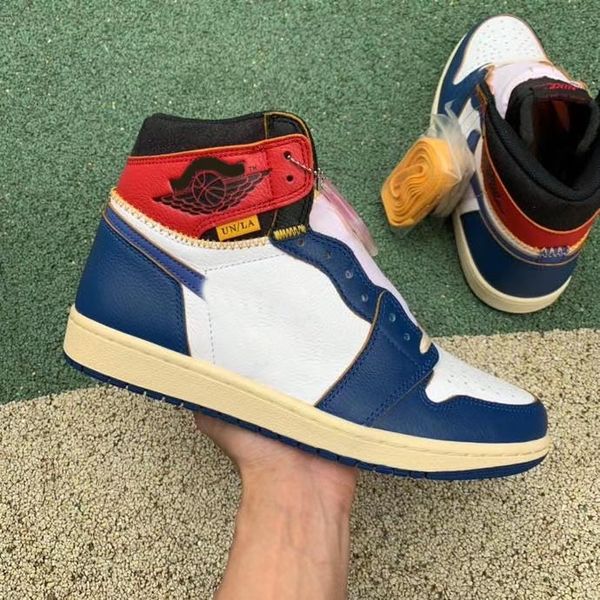 

2023 authentic union 1 high og nrg shoes la black toe white blue varsity red men women sports sneakers with original box bv1300-106 bv1300-1