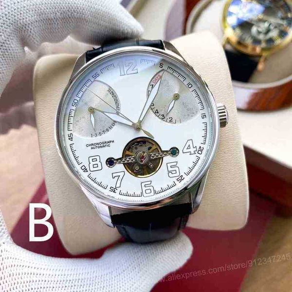 

luxury iwc pilot watch mechanical automatic wristwatch relogio masculino hollow multi-function high-end, Slivery;black