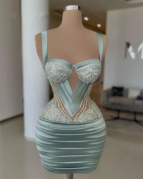 

pale blue short prom dresses spaghetti sweetheart gillter beaded mermaid mini cocktail evening reception birthday dress gown, Black
