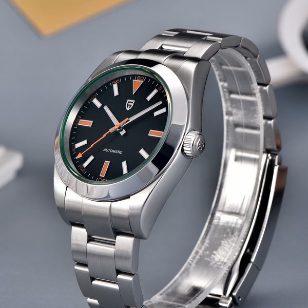 

wristwatches pagani design automatic watch men luxury sapphire green glass mechanical wristwatch nh35a 100m waterproof men s watches 221128, Slivery;brown