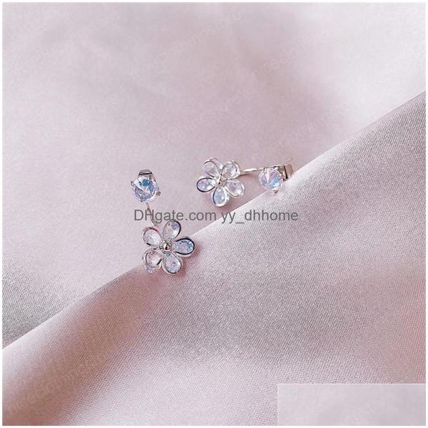 

dangle chandelier five petals flower crystal dangle earrings korean women floral stud earring copper european circle gold dress ea dhjpt, Silver