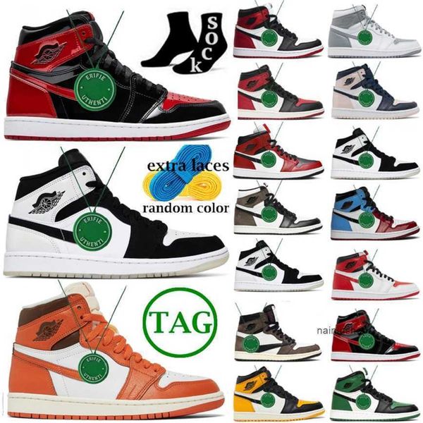 

new og casual shoes patent bred air jumpman 1s basketball shoes men off chicago stage haze sneakers rebellionaire yellow toe jordens 1 retro