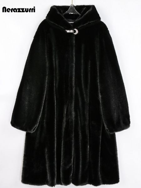 

women s fur faux nerazzurri winter long black thick warm fluffy mink coats for women winterwear with hood luxury jacket 6xl 7xl 221128