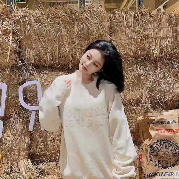 

hoodies hweatshirts fogessentials round neck flocking printed american fashion brand plush sweater for men and women, Black