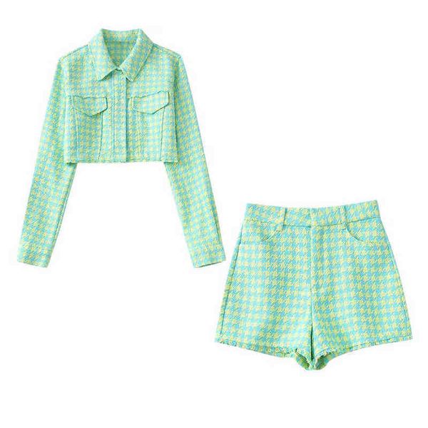 

suit 2022 summer new ladies fashion small check short long sleeve jacket retro, White;black