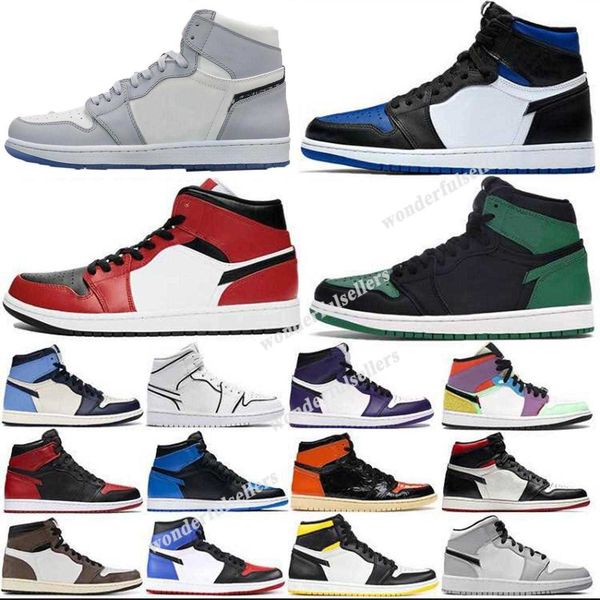 

1 high og travis scotts dark mocha 1s basketball shoes obsidian unc mid smoke twist mens trainers jumpman pink sneakersvbca, Black