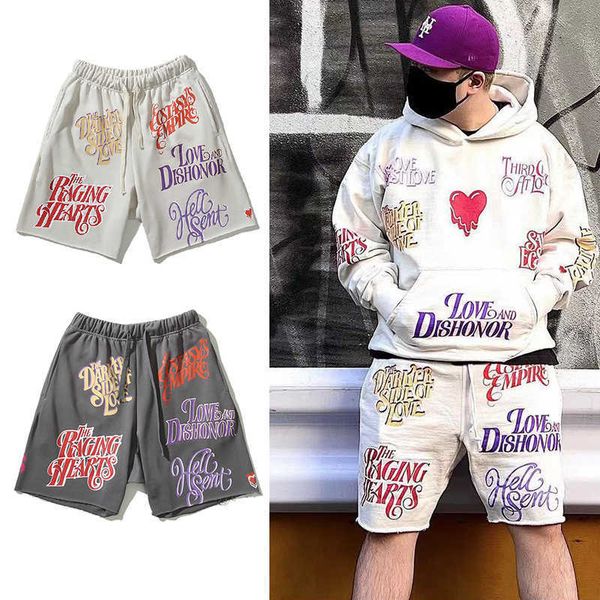 

men's shorts american high street women summer eu love retro full printed foam beach plus velvet red casual t221129, White;black
