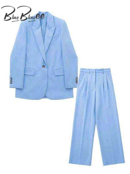 

suit blingblingee 2022 spring women met blue jacket long sleeves single button, White;black