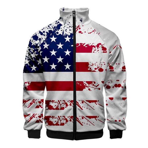 

mens jackets usa flag american stars and stripes 3d stand collar hoodies men women zipper hoodie casual long sleeve jacket coat clothes 2211, Black;brown
