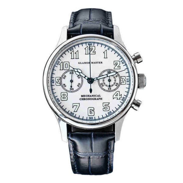 

homber pilot air force 1963 watch reloj men limited wristwatch 40mm st19 clock chronograph tianjin movement fashion panda retro 2yhm, Black;brown