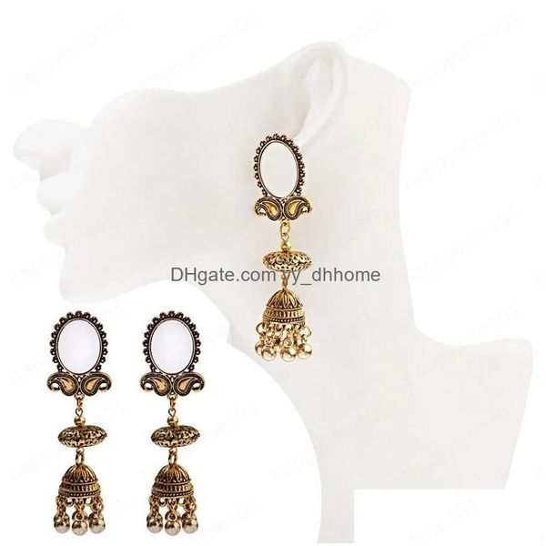 

dangle chandelier womens vintage flower long gold alloy dangle earrings ethnic mirror jhu earring drop delivery jewelry dhbtp, Silver