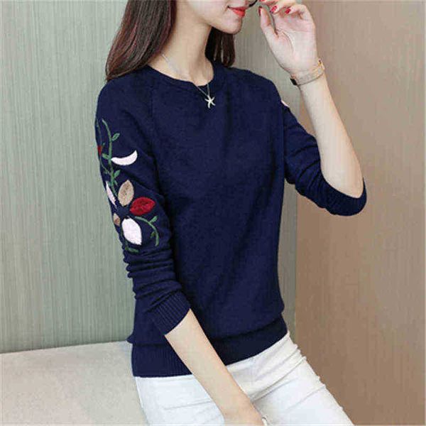 

women's sweaters new fashion 2018 women autumn spring embroidery flower sweater sweaters casual warm female knitted sweaters sweater la, White;black